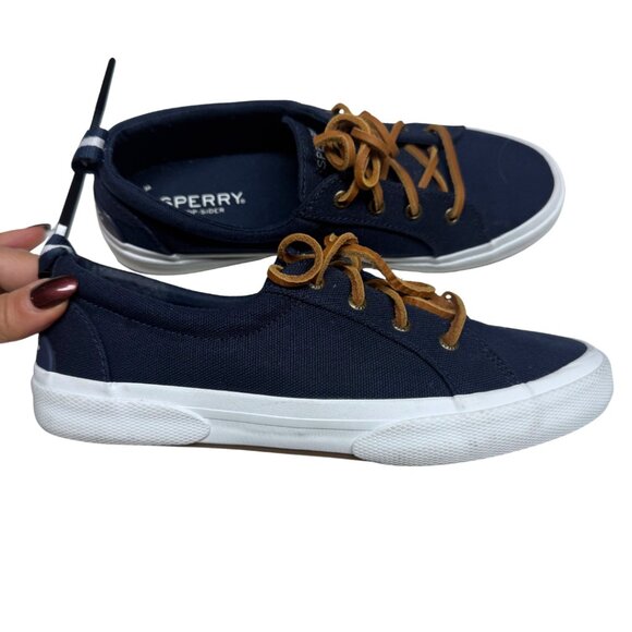 Sperry Crest Vibe Navy Blue Canvas Sneakers Women’s 7 New - Picture 5 of 11